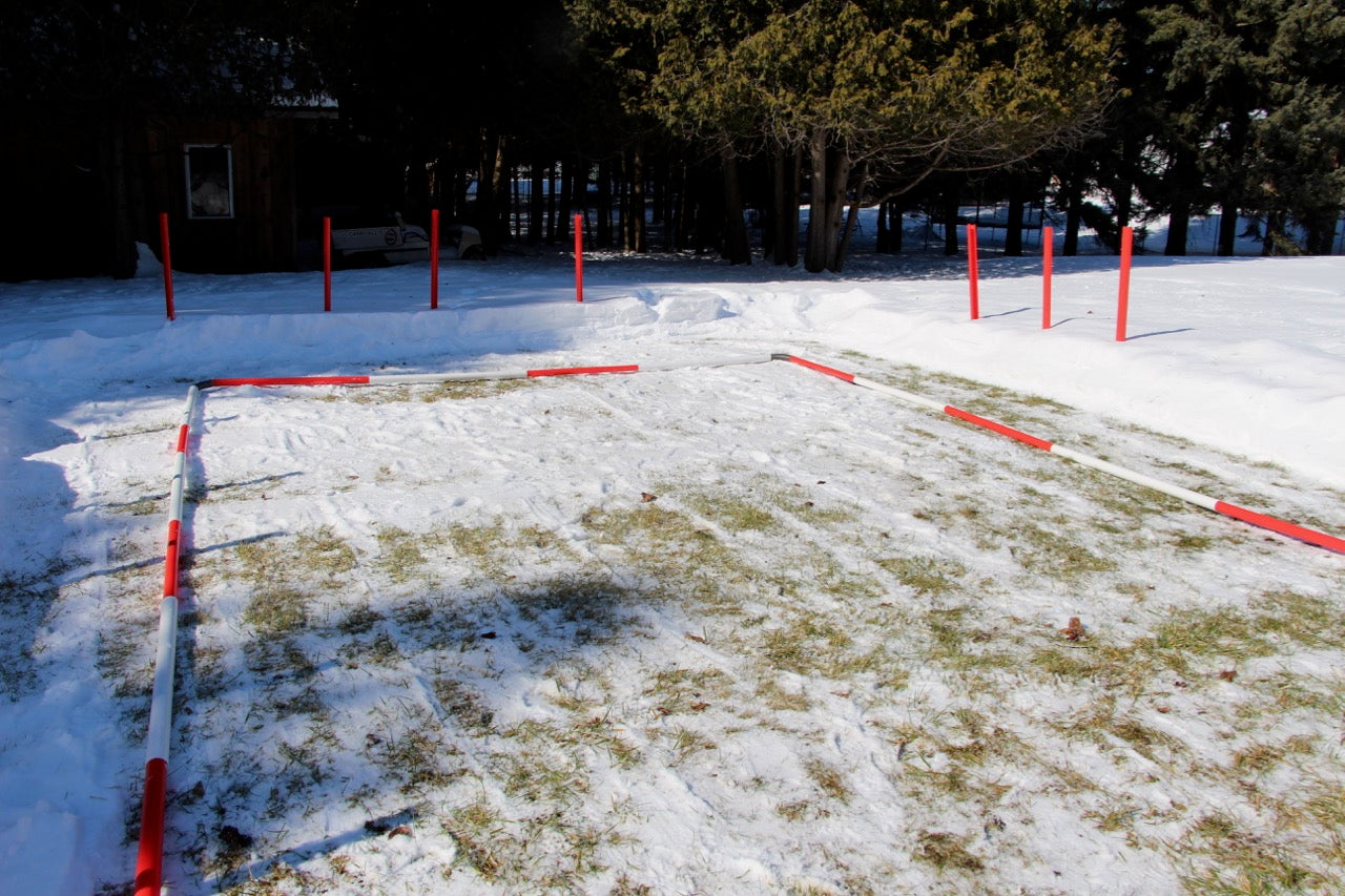 backyard ice rink kit on flat yard