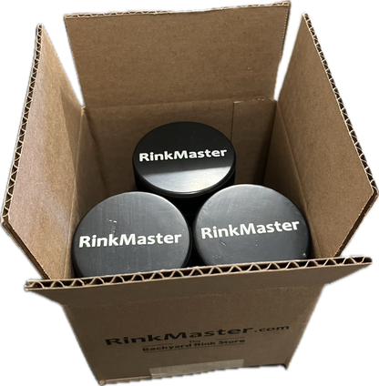 box of rinkmaster hockey pucks