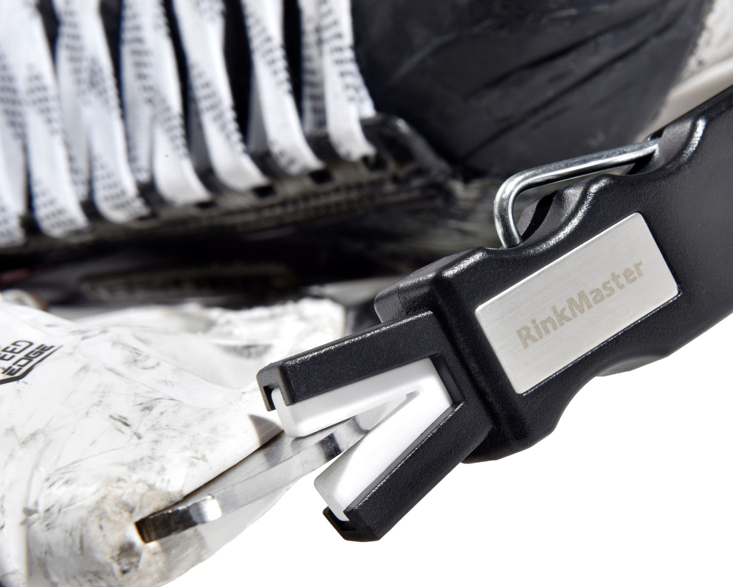 handheld skate sharpener on skate