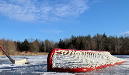 pond hockey net on outdoor ice